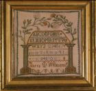 Needlework sampler by Clarra D. Whittemore, prob. W. Cambridge, Mass., ca 1820-40<br>Collection of Old Sturbridge Village, 64.1.76